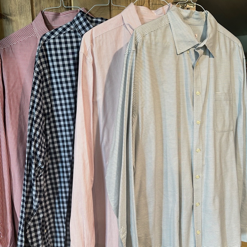 4 Merona Red and Blue Dress Shirts Collection. Selling all 4 together.